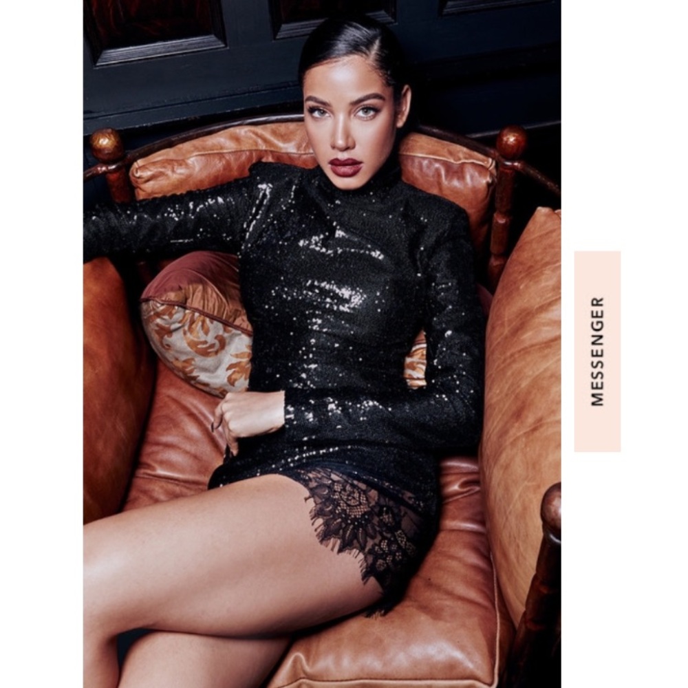 PHOEBE Black Sequinned Mini Dress Limited Edition